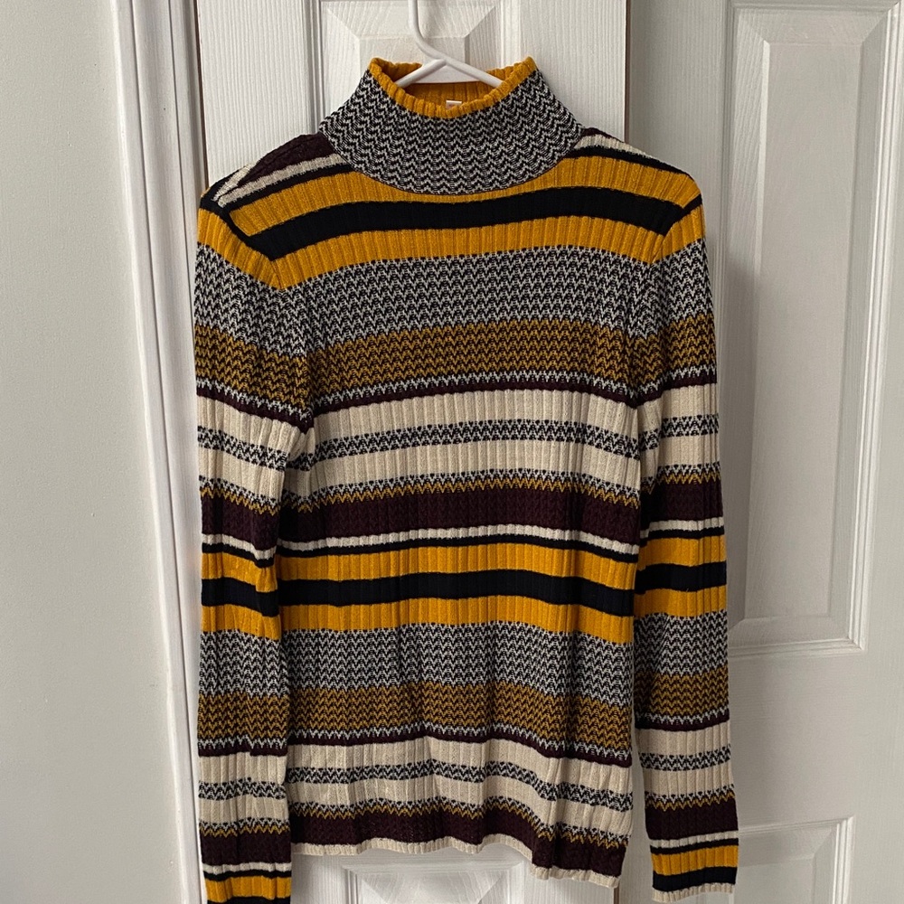 Xhilaration Women's Turtleneck Sweater - Brown, Yellow, Cream